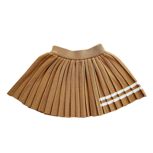 Girls Stripped Pleated Skirt