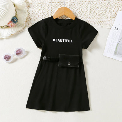 Girls T-Shirt Dress With Purse