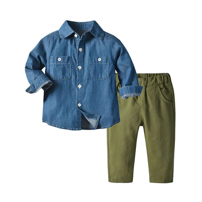 2 Piece Baby Boys Denim Shirt & Pant Set